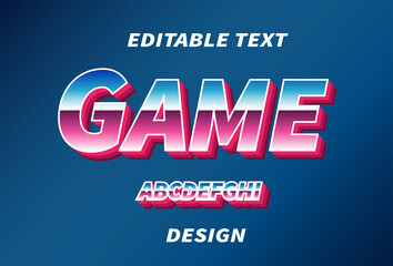 modern game 3d text effect editable font effect