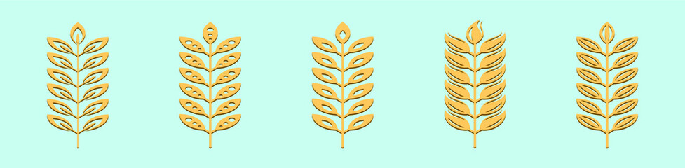 set of wheat stalks cartoon icon design template with various models. vector illustration isolated on background