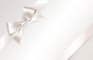 Naklejka premium Shiny white satin ribbon on white background. Vector