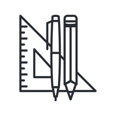 School tools icon in line design style. Vector illustration.
