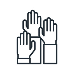 Raised hands for education concept. Vector illustration.