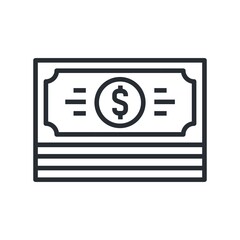 Obraz premium Money banknotes stack icon. Dollar sign. Vector illustration.
