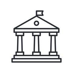 Bank building icon in line design style.