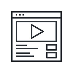 Web page with the video. Video marketing concept icon.