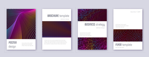Fototapeta na wymiar Abstract lines modern brochure. Bright vibrant gradient geometry covers. Business annual report, brochure, poster, book etc.