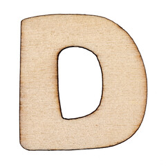 Litera D wycięta z drewna