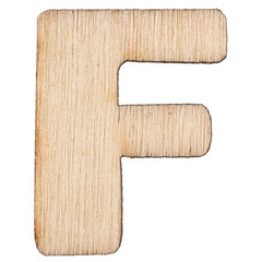 Litera F wycięta z drewna