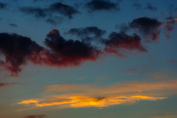 Colorful clouds in the sky during sunset.