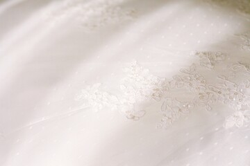 Lace and embroidery with beads on fabric