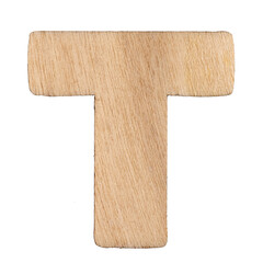 Litera t wycięta z drewna