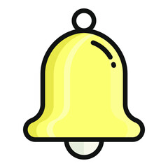 bell flat outline icon, school and education icon
