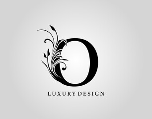 Vintage O Letter Floral Design. Classic Monogram Alphabetical Icon for book design, brand name, stamp, Restaurant, Boutique, Notary, Hotel.