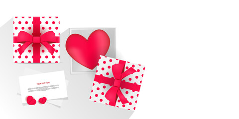 Gift boxes with love card background design conceptual
