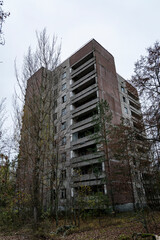 Abandoned decaying buildings of the Soviet era in the Chernobyl exclusion zone