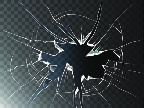 Broken frosted window pane or front door glass background decorative realistic daylight design vector illustration
