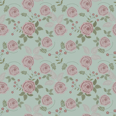 Flower ilustration seamless pattern.Great for wrapping paper,textile,fabric,scrapbooking.
