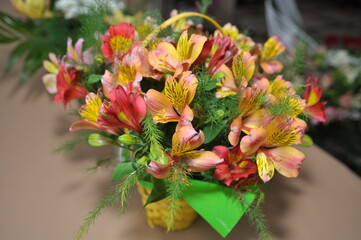 beautiful bouquets of bright flowers