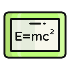 formula board flat outline icon, school and education icon