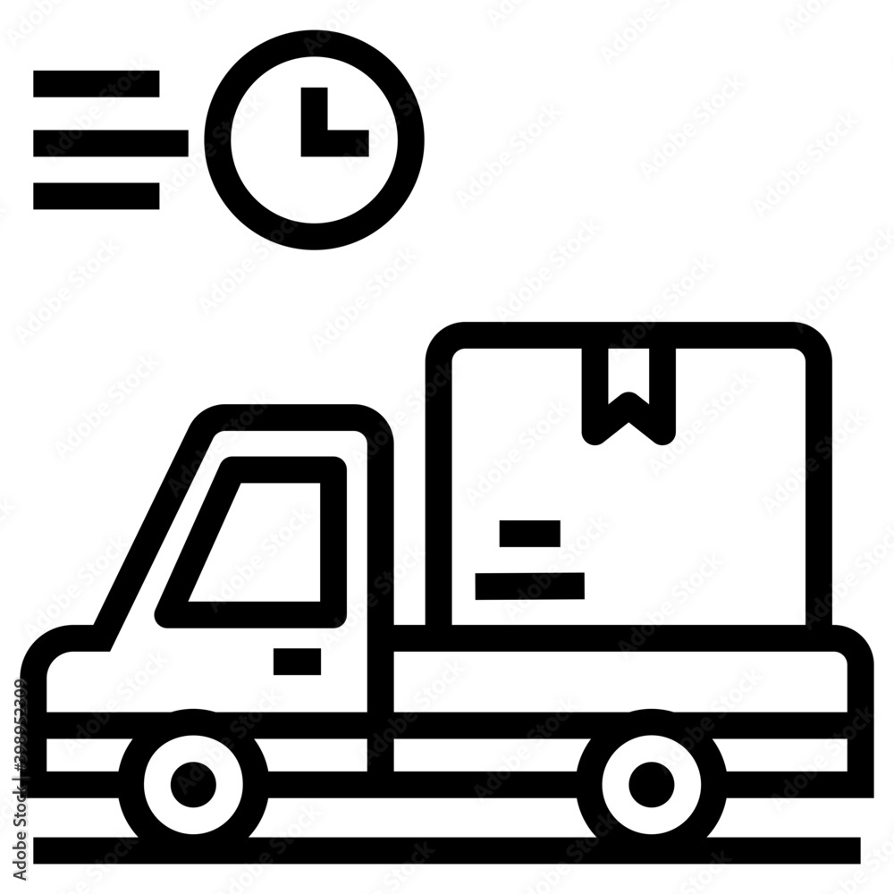 Wall mural on time delivery icon in line design