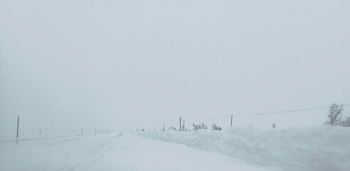 The road in the misty air.