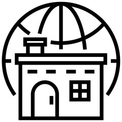 Global real estate line icon vector 