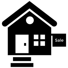 House for sale solid icon design