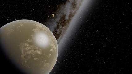 Naklejka premium Planets and galaxy, science fiction wallpaper. Beauty of deep space. Billions of galaxy in the universe Cosmic art background 3d render 