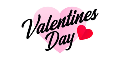 Happy Valentines Day with Pink and Red Heart