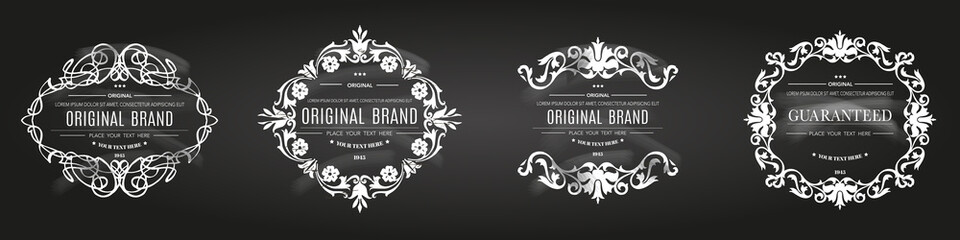 Set of Vintage Decorations Flourishes Frames. Elements.