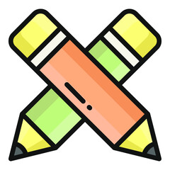 pencils flat outline icon, school and education icon