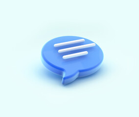 Chat bubble icon 3d rendering. Concept of social media messages, SMS, comments.