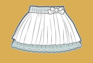 SKIRT, baby girl design vector flat illustration