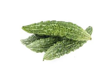  Bitter gourd fruits isolated on white background, Bitter melon with clipping path.