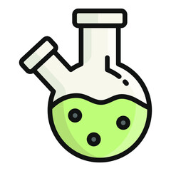 flask flat outline icon, school and education icon