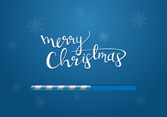 Merry Christmas greeting card. Banner design with colorful loading bar for a count down in blue tones with snowflakes. Vector illustration