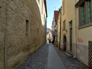 Fototapeta na wymiar street in tallinn old town estonia ancient history medieval