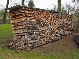 Holzscheite - stille Reserve für die kommende Heizsaison	