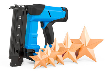 Customer rating of electric brad nailer concept. 3D rendering