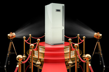 Podium with refrigerator, 3D rendering