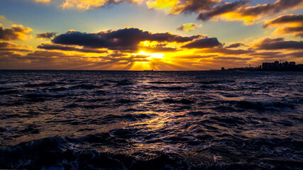 Fototapeta na wymiar Seascape Sunset Landscape Scene