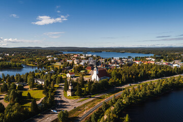 View of Kemijärvi city from the air, Finland - 398959765