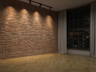 Interior empty room 3D rendering