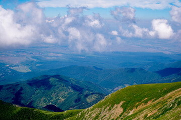 Fototapeta premium Beautiful view from Fagaras Romanian mountains, Suru peak.