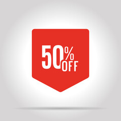 Special offer sale red tag. This is the concept of the price list for discounts, of an advertising campaign, advertising marketing sales, a 50% off discount, a unique offer. Vector illustration.