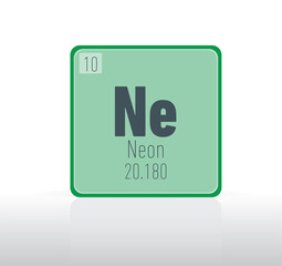 Neon periodic table single element. 