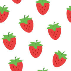 Strawberry seamless pattern. Fruit pattern. Vector illustration. 
