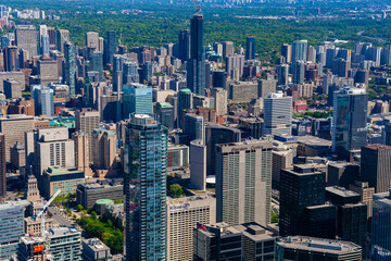 Fototapeta na wymiar Toronto cityscape from the top of CN Tower, Toronto, Canada