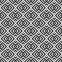 Seamless ethnic pattern. Arrows, polygons background. Curves, squares backdrop. Folk wallpaper. Tribal motif. Ancient mosaic. Angle brackets, quadrangles ornate. Chevrons, checks ornament. Abstract