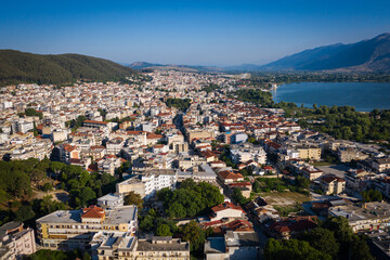 Fototapeta premium Ioannina Aerial view of city, Greece drone photo