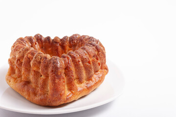 Ingredients to make fruit cake: flour, ricotta, persimmon,form in the shape of a heart.